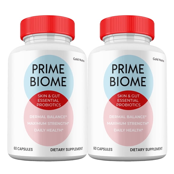 Prime Biome Capsules, Prime Biome Supplement for Healthy Skin and Gut, Advanced Maximum Strength All Natural Pills (2 Pack)