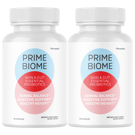 Prime Biome Gut Health Support Digestive Wellness & Skin Health - 2 Bottles