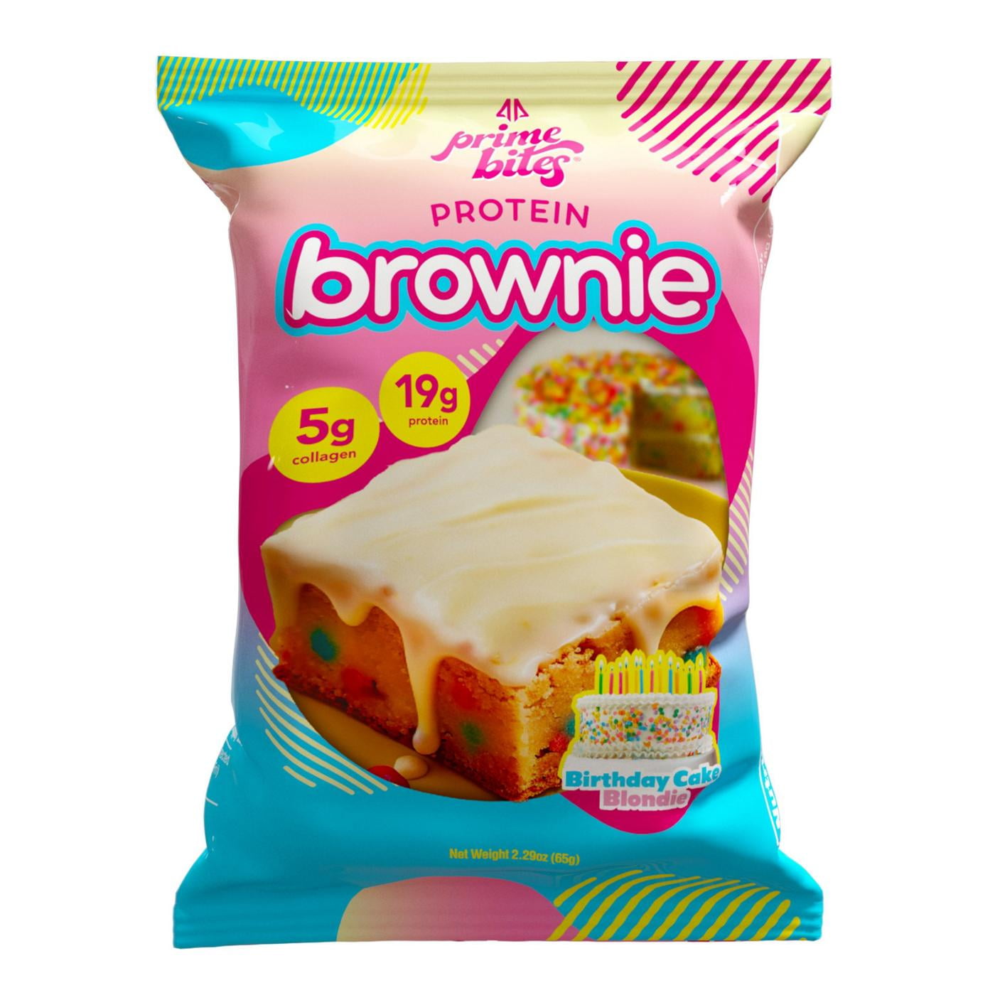 Prime Bites 19g Protein Brownie - Birthday Cake Blondie, 2.29 oz pack of 1