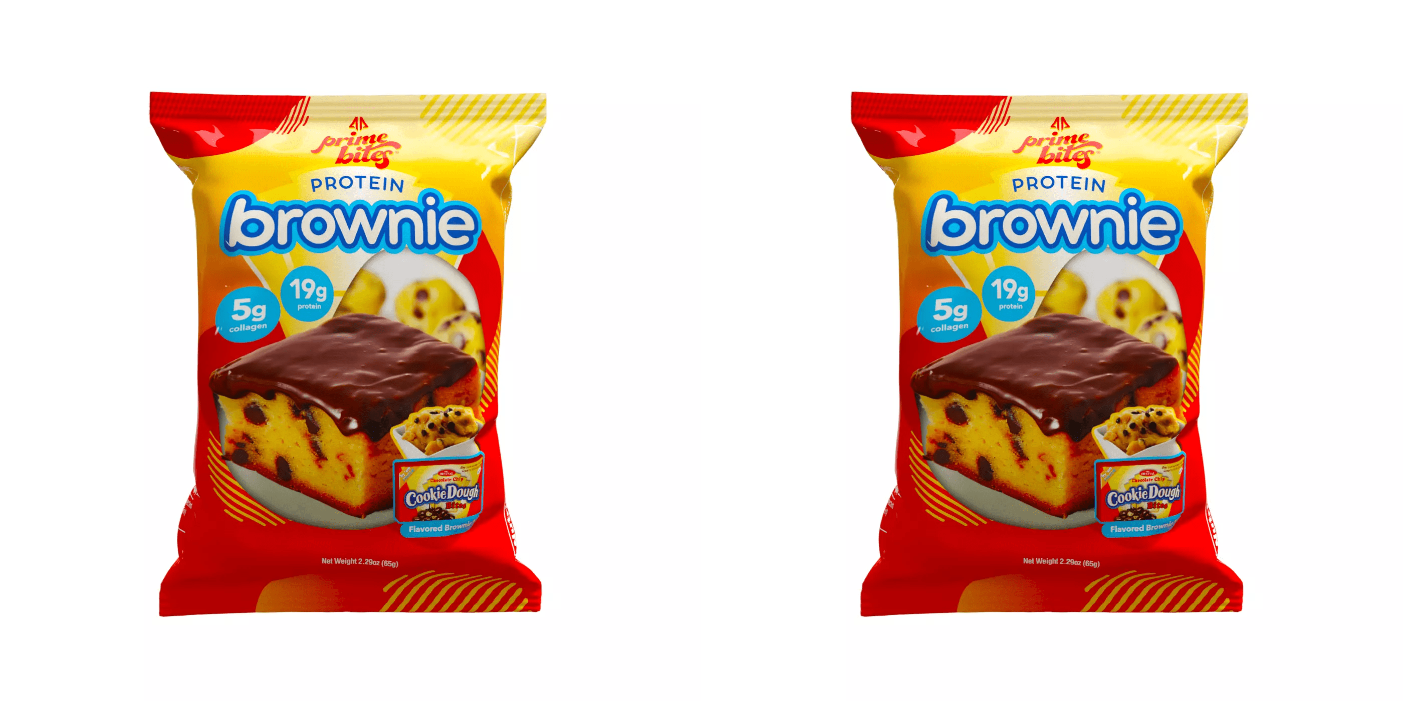 Prime Bites 19g Protein Brownie Cookie Dough Bites Protein Packed Snack, 2.29 oz pack of 2