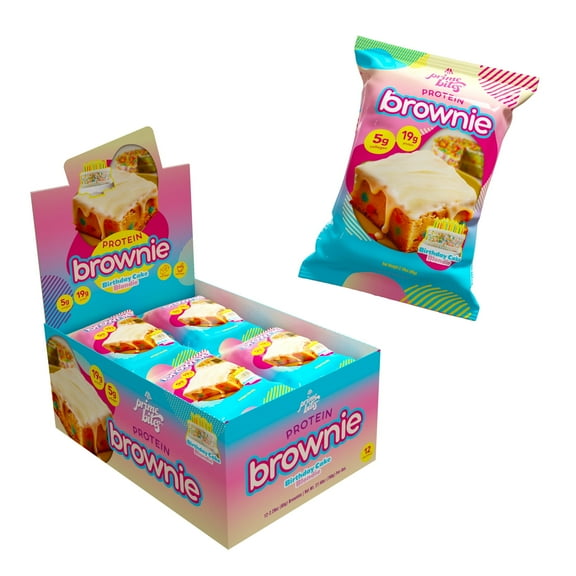 Birthday Cake Blondie, 12 Count- Prime Bites Protein Brownie with 19g Protein and 5g Collagen