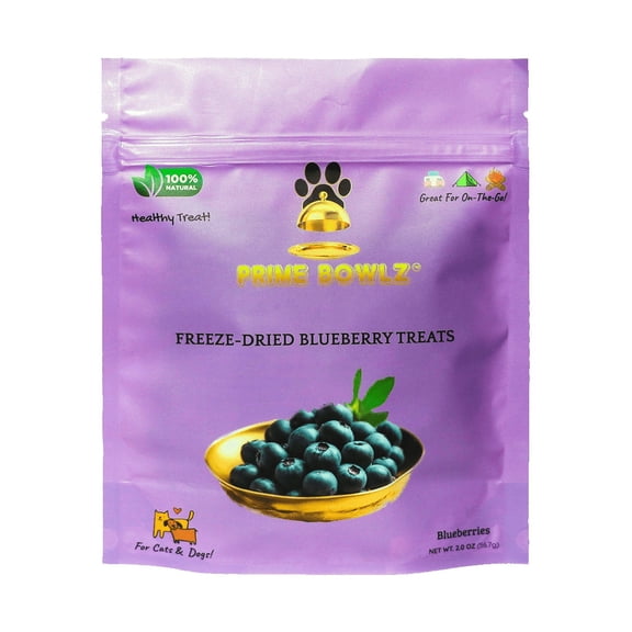 Prime Bowlz Freeze Dried Blueberry Treats for Cats & Dogs 2.0 Ounce (1 Pack)
