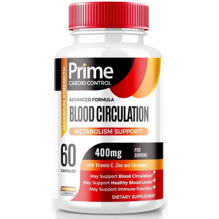 Prime Cardio Control Pills, Official Blood Flow and Circulation Support, All Natural Supplement for Balance and Overall Health, Maximum Strength Formula, Cardio Prime Reviews (60 Capsules)
