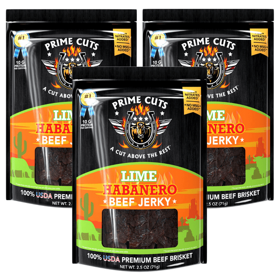 Prime Cuts Lime Habanero Beef Jerky | USDA Prime Brisket | Citrus and Fiery Heat Fusion | High-Protein, Low-Carb Snack | No Artificial Preservatives | Bold Flavor Adventure | Made in the USA