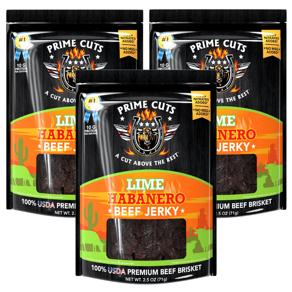 Prime Cuts Lime Habanero Beef Jerky | USDA Prime Brisket | Citrus and Fiery Heat Fusion | High-Protein, Low-Carb Snack | No Artificial Preservatives | Bold Flavor Adventure | Made in the USA