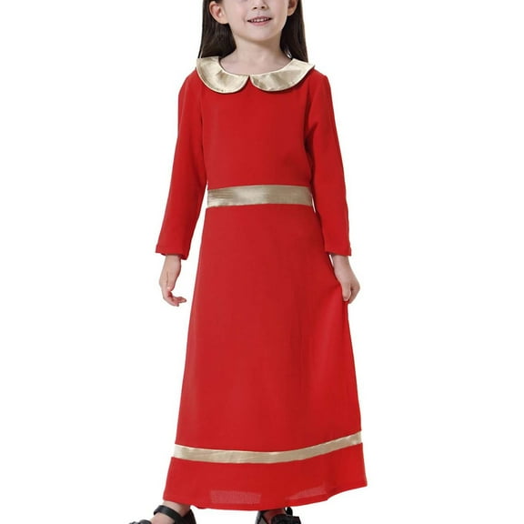 Girls Dress Long Skirt Spring Summer Autumn New Large Children Loose Long Sleeve Muslim Arab Youth Long Skirt Casual