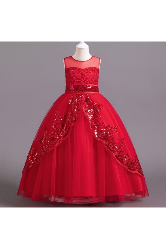 Girls Pageant Princess Flower Dress Kids Prom Puffy Ball Gowns
