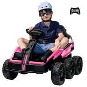 Prime Day Deals Toady 2023! 6 Wheels Ride on Car for Kids 3+, 12V Battery Powered Ride on UTV with Remote Control, Ride on Toys, Kids Car Toy Christmas Gift for Toddler Boys Girls - Pink
