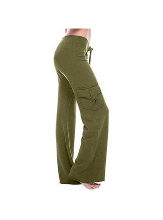 Clearance RYRJJ Women's Bootcut Yoga Pants with Pockets V Crossover High  Waisted Wide Leg Workout Flare Pants Leggings Work Dress Pants(Army  Green,L) 