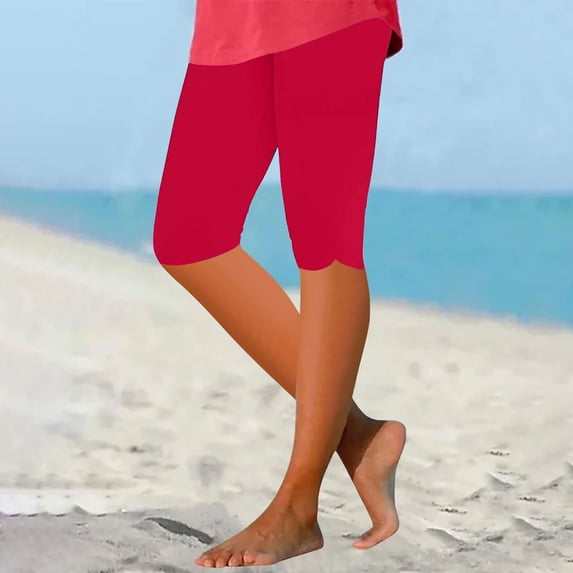 GaThRRgYP Jeans Pants, Women's Summer High Waisted Solid Color Capris Matching Slim Fitting Yoga Gym Pants