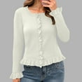 thumbnail image 1 of Prime Day Sales Today 2025!GaThRRgYP Sweaters for Women under $5.00,Women's Solid Color Round Neck Knitted Sweater Button Up Cardigan Top White L, 1 of 9