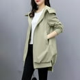 thumbnail image 1 of GaThRRgYP Women Full Zipper Hooded Jacket,Women's New Casual Fashion In The Long Thin Coat Temperament Casual Coat Light Green S, 1 of 6