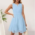 thumbnail image 1 of Prime Day Sales Today 2025!GaThRRgYP Women's Summer Boho Floral Sleeveless Dress,Women's Casual Printed Pleated Elastic Waist Sleeveless V-Neck Dress Light Blue S, 1 of 9