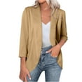 thumbnail image 1 of GaThRRgYP Womens Blazers on,Solid Blazers for Women Business Casual 3/4 Sleeve Lapel Open Front Suit Jacket Work Blazer with Pockets Khaki S, 1 of 8