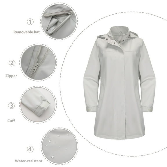 GaThRRgYP Womens Coats Plus Size,Womens Solid Color Detachable Hat Windbreaker Women's Long Sleeved Thin Jacket Long Sleeved Hooded Casual Jacket White S