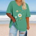 thumbnail image 1 of GaThRRgYP Womens Shirts under $5,Women's Oversized V-neck Short Sleeved Solid Summer Base Shirt Sports T-shirt Green XXL, 1 of 4