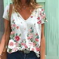 thumbnail image 1 of Prime Day Sales Today 2025!GaThRRgYP Womens Shirts Clearance,Wome Fashion Peony Printed Short Sleeve V-Neck Top Blouses White S, 1 of 6