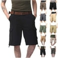 thumbnail image 1 of QATAINLAV Men's Casual Cargo Shorts Loose Relaxed Fit Solid Color Work Shorts Outdoor Wide Leg Hiking Short Pants with Multi Pockets Yellow XL, 1 of 8