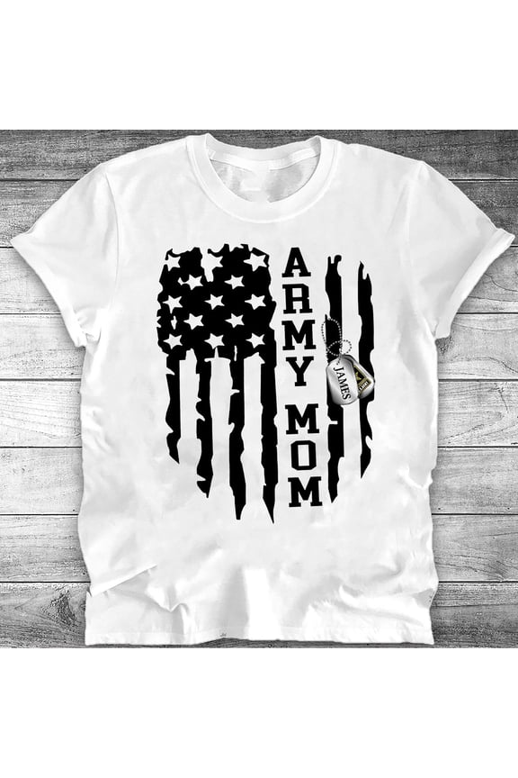 Army Mom American Flag Military Veteran's Day Personalized T-shirt