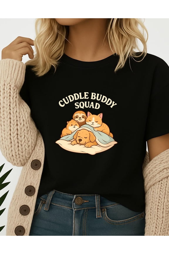 Cuddle Buddy T-Shirt: Sleeping Animals Nap Squad Shirt