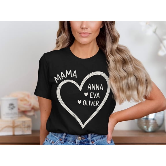 Prime Delica Custom Mom Shirt, Personalized Mama T-Shirt, Mother’s Day Gift With Names, Mom Heart Tee, Gift For Mom From , Cute Mom Tee