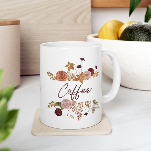 Prime Delica Floral Ceramic Mug, Boho Coffee Cup, Customizable for Her, Wedding Favor, Mother's Day Present, Cozy Home Decor
