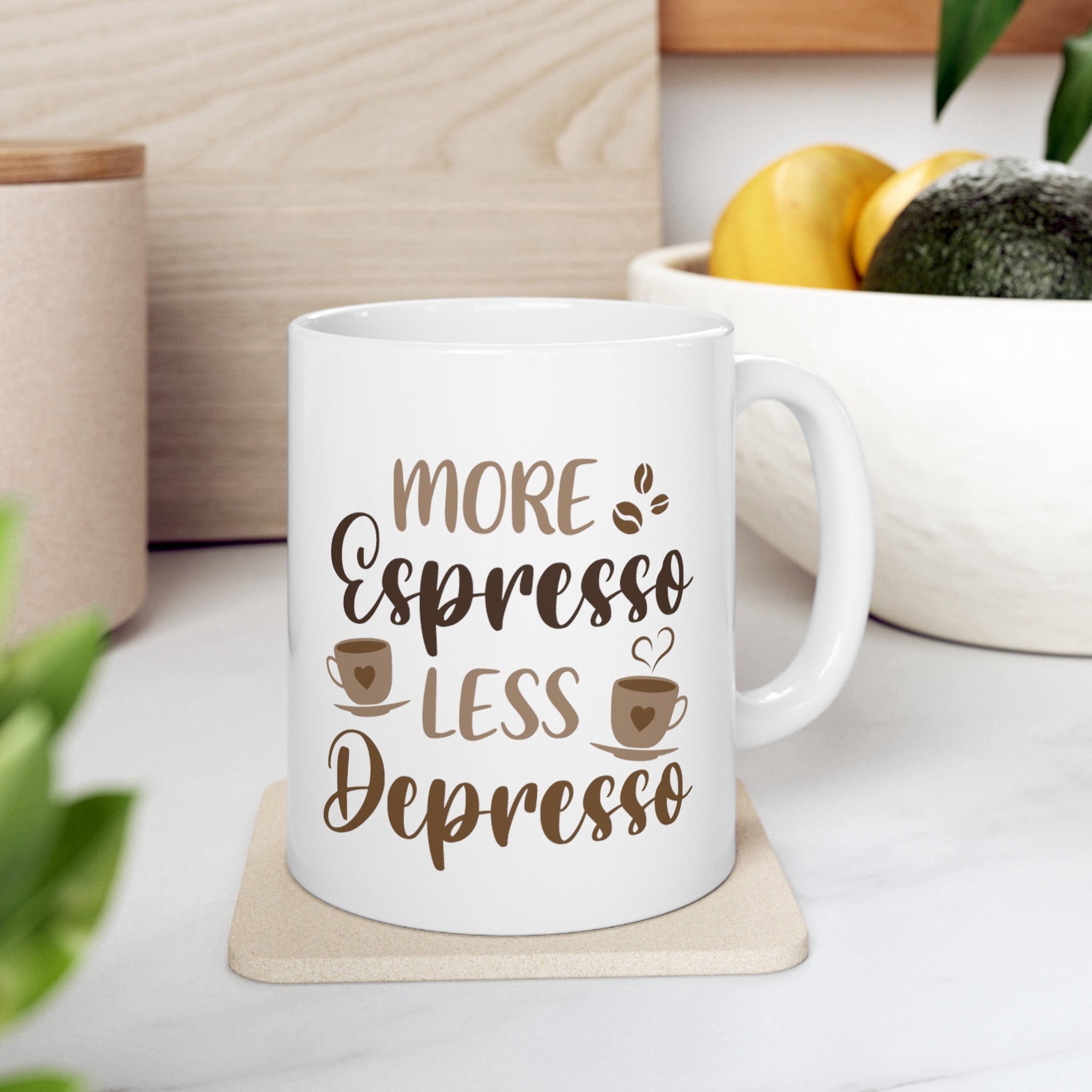 Prime Delica More Espresso Less Depresso, Coffee Mug, Humorous Saying, Work Mug, Office Mug, Trending Ceramic Mug 11oz