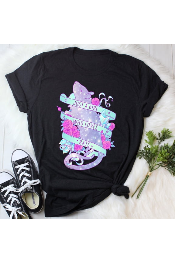 Rat Shirt, Women, Rat Lover Gift, Cute Rat T-shirt, Pet Lover Tshirt, Tee, Tops, Mouse, Rat Mom, Rattie, Just A Girl Who Loves Rats, Anime