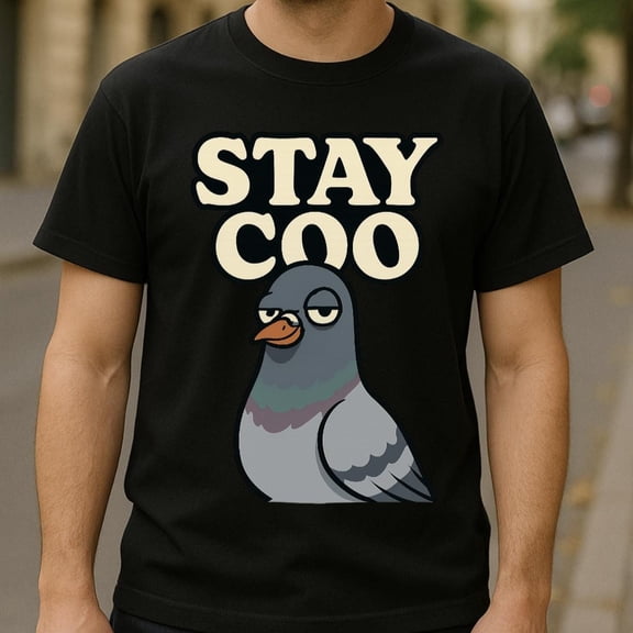Prime Delica Stay Coo Funny Pigeon T Shirt for Men Retro Cartoon Bird Meme Tee Cool Urban Graphic Shirt Gift for Him Trendy Streetwear Style