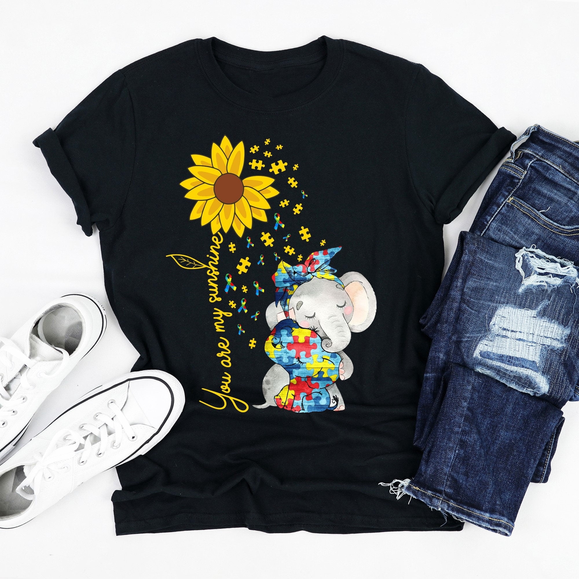 Prime Delica You Are My Sunshine Autism Shirt, Mommy and Baby Elephant Shirt, Autism Awareness, Funny Gift For Grandpa