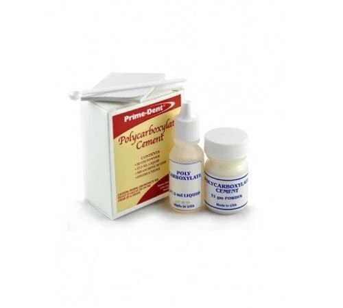 Prime-Dent Polycarboxylate Luting Cement Self Cure for Crowns & Bridges  2 Pack (32g Powder + 17.5mL Liquid + Scoop)