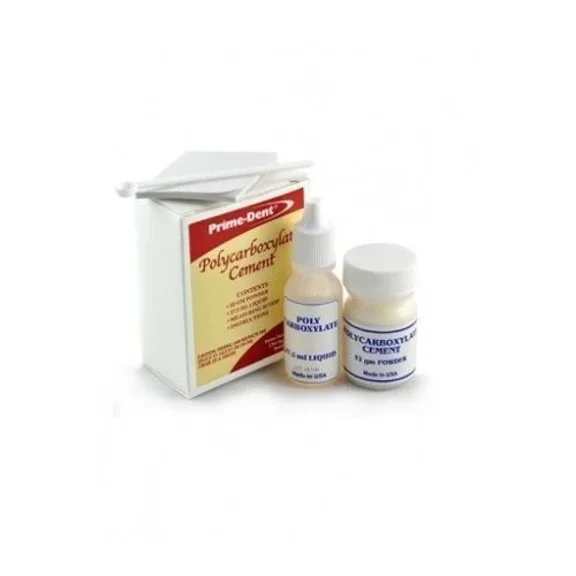 Prime-Dent Polycarboxylate Luting Cement Self Cure for Crowns & Bridges 2 Pack (32g Powder + 17.5mL Liquid + Scoop)