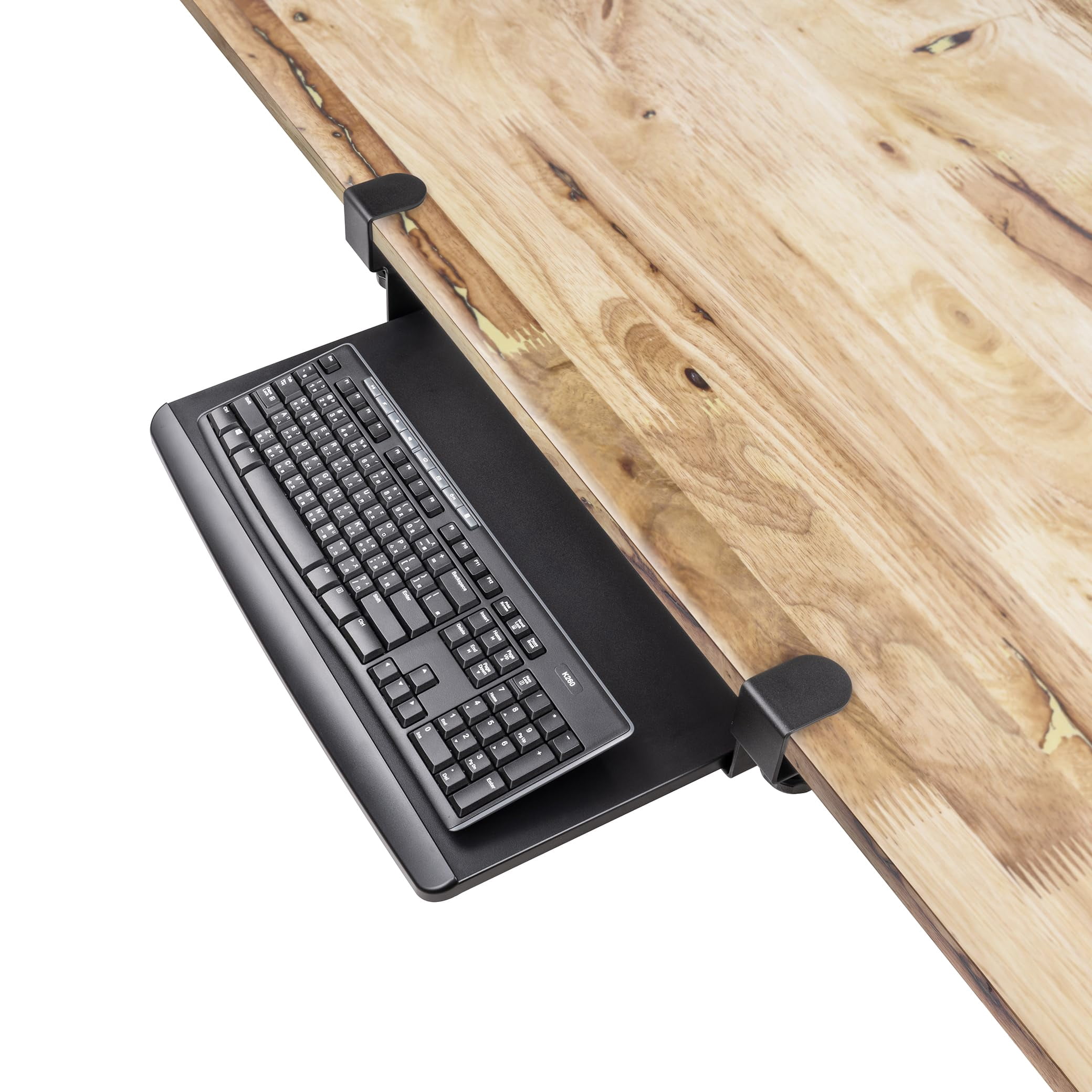 Prime Desk Clamp Tray  Under Sliding Retractable Drawer Space-saving Platform For Standard Keyboards Large 20" X 11.5" Workstation Extension