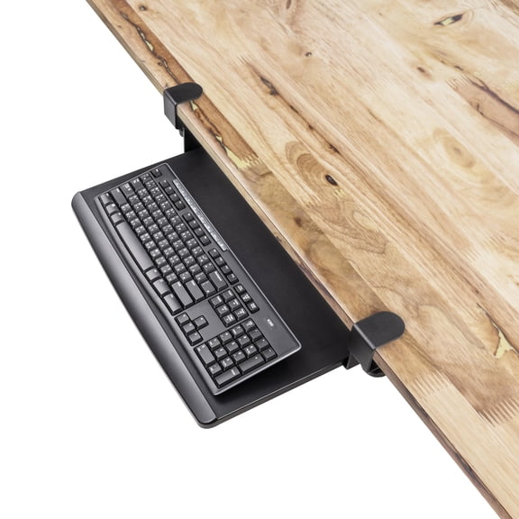 Prime Desk Clamp Tray  Under Sliding Retractable Drawer Space-saving Platform For Standard Keyboards Large 20" X 11.5" Workstation Extension
