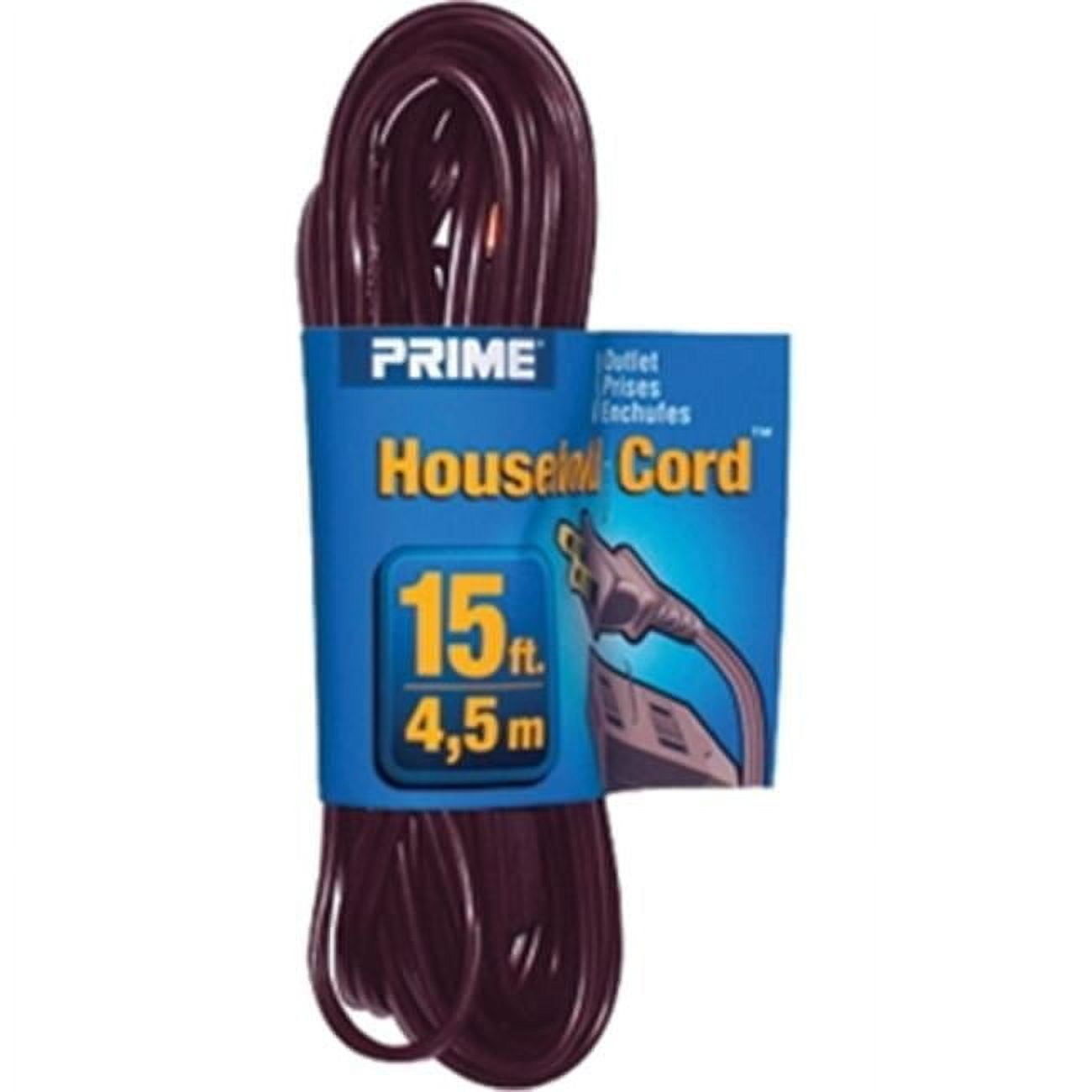 Prime EC670615 16 Gauge 15 ft Brown 3 Outlets Household Extension Cord