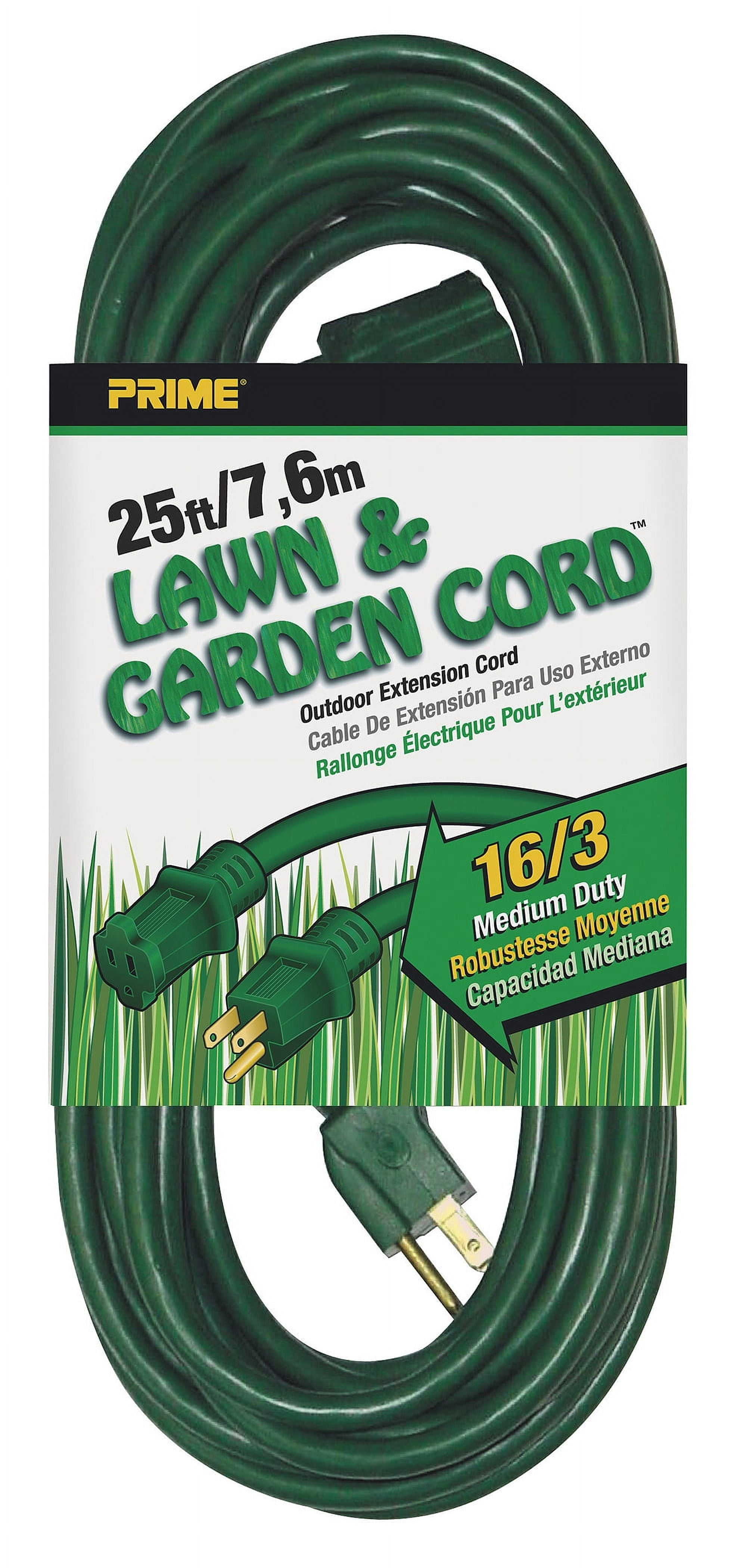 Prime EC880625 25' 16/3 SJTW Green Extension Cord
