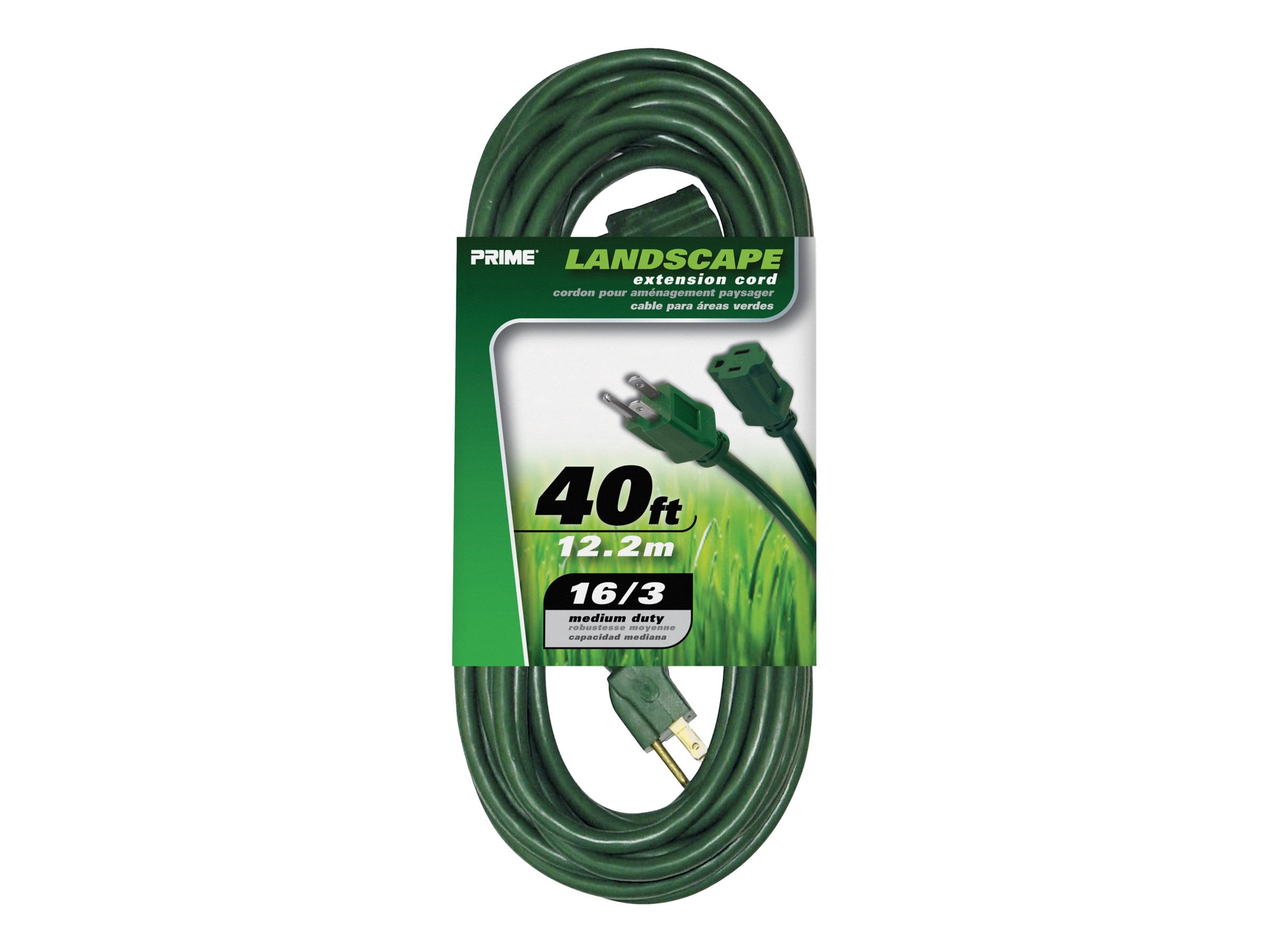Prime EC880628 40' 16/3 SJTW Green Landscape Extension Cord