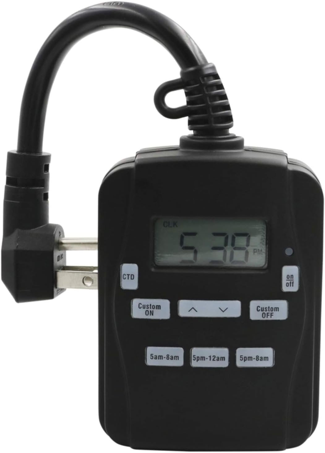Black Outdoor Digital Timer with Grounded Outlets