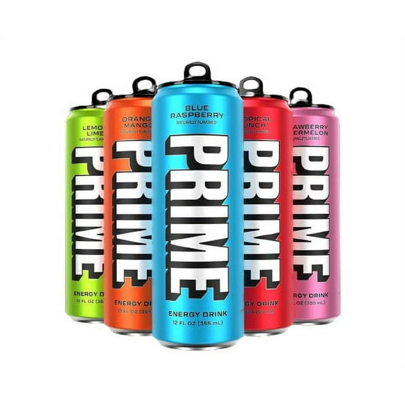 Prime Energy Drink Cans 5 Flavor Variety Pack - 200Mg Caffeine, Zero Sugar, 300Mg Electrolytes, Vegan - 12 Fl Oz Cans - 5 Cans