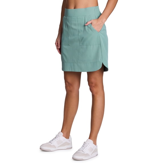 RBX Active Women's Golf/Tennis Woven Longer Length Flat Front Skort With Pockets