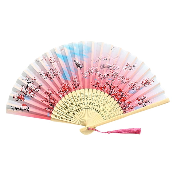 Prime Folding Fan Chinese Fan Hand Fans For Women Foldable Silk Bamboos Foldable Fan Hollowed Fringe Hand Fan Foldable Paper Fans For Wedding Dancing Party Home Decoration,Christmas Decorations
