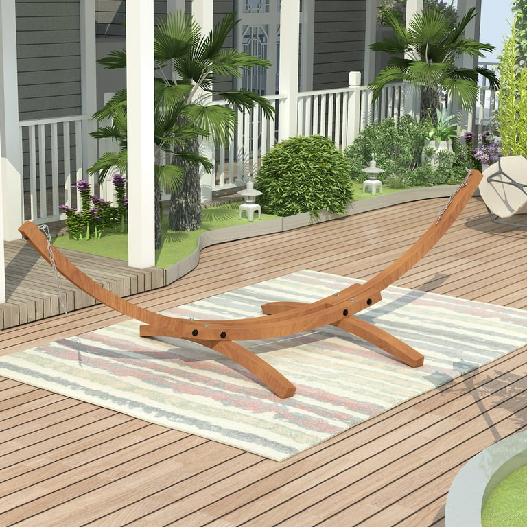Prime Garden 13 Ft Outdoor Patio Hanging Hammock Stand, Powder
