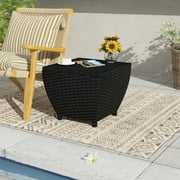 Prime Garden 13 Gallons Wicker Deck Box حاويات تخزين خارجية ، أسود