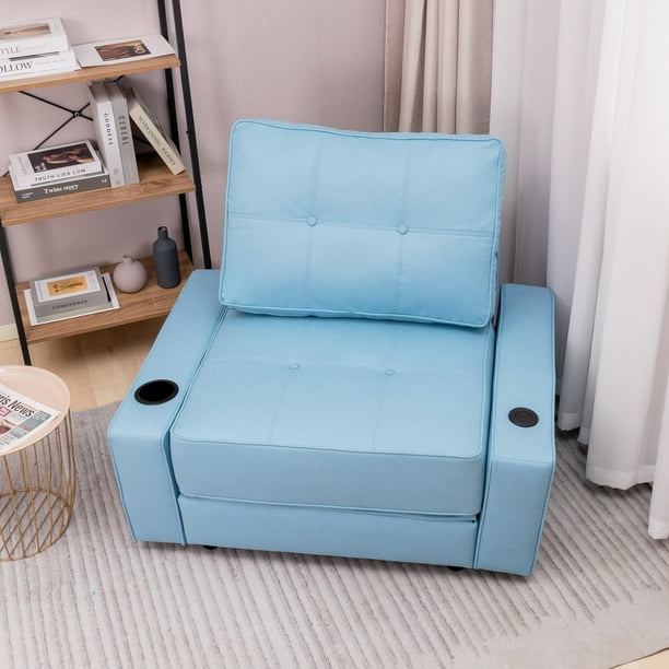 Prime Garden 3 in 1 Convertible Chair Floor Gaming Chair with USB Charging Blue Walmart Business Supplies