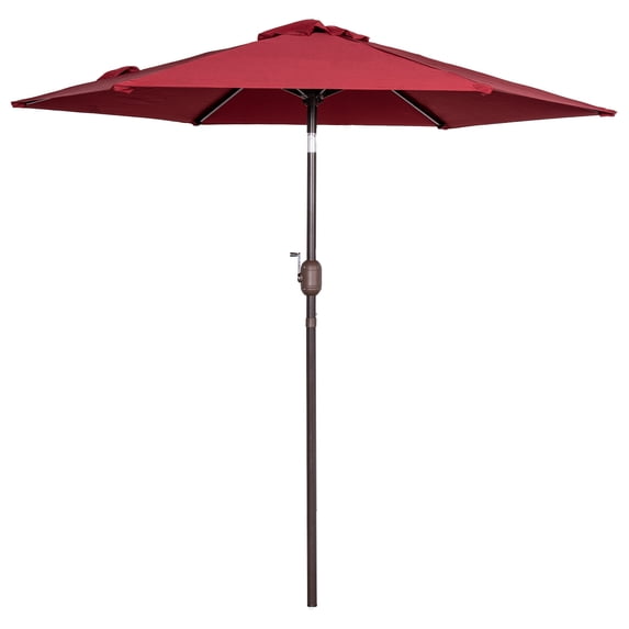 Prime Garden 7.2 ft Heavy-Duty Market Patio Umbrella with Push Button Tilt,Red