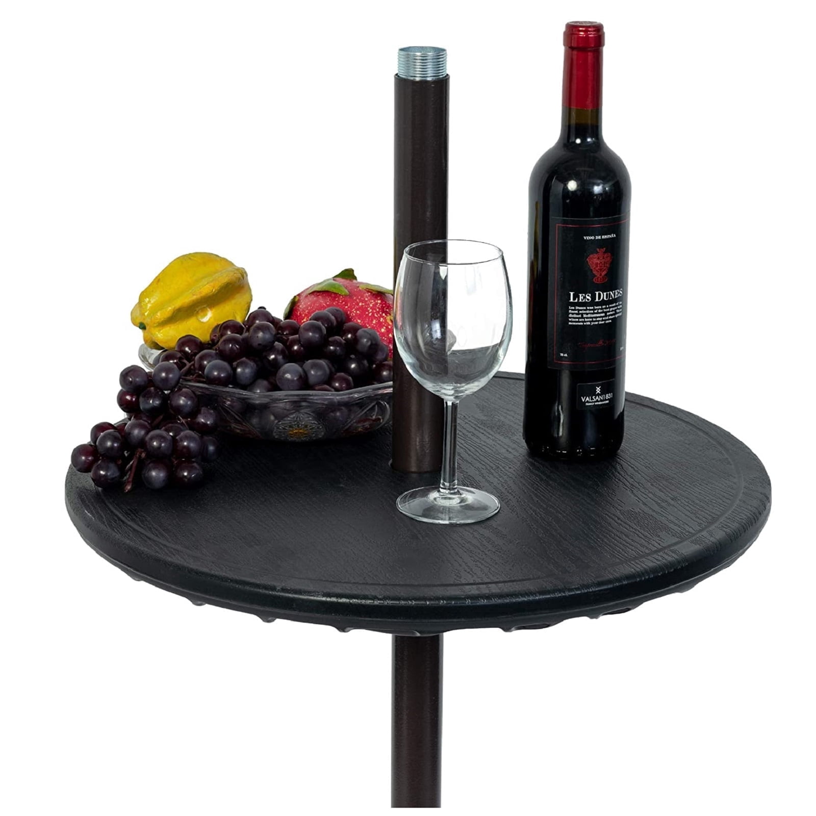 Prime Garden Adjustable Round Umbrella Table with umbrella Hole for Patio Outdoor, Black
