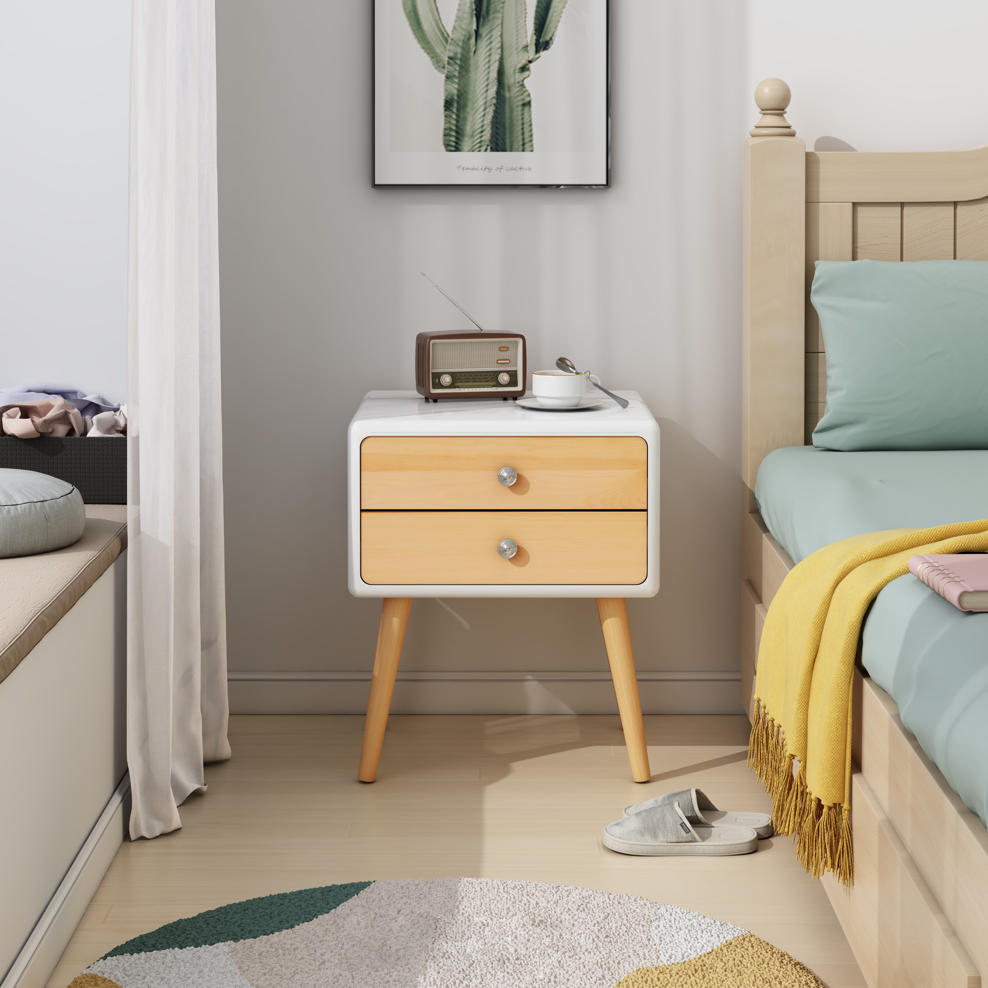 SAFAVIEH Pitt Mid-Century Scandinavian Wood End Table Light Grey ...