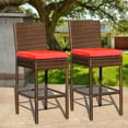 thumbnail image 1 of Prime Garden Outdoor Wicker Bar Stools - Set of 2, Red, 1 of 7