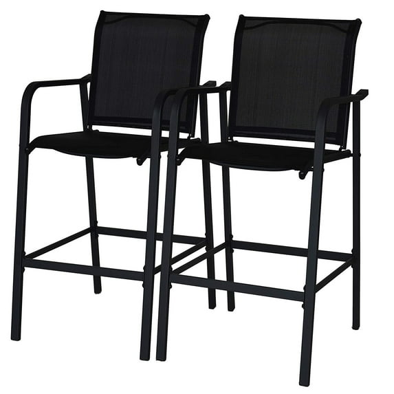 Prime Garden Patio Bar Stool All-Weather Mesh Outdoor Chairs,Set of 2,Black