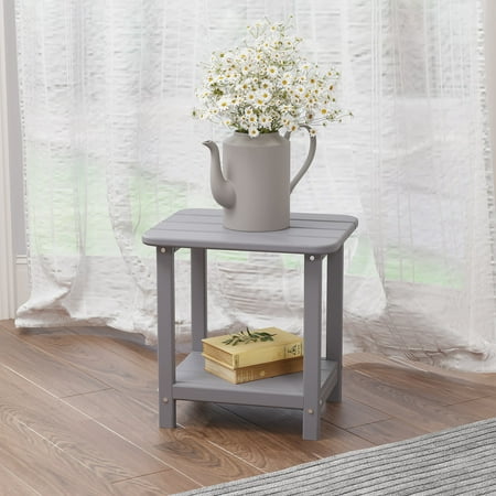 Prime Garden Patio Side Table Rectangle Adirondack Table for Outdoor,Gray